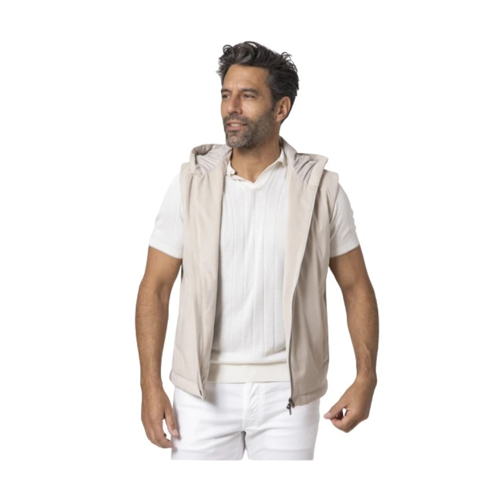 Herno Uomo Beige Giacca Senza Maniche Con Cappuccio