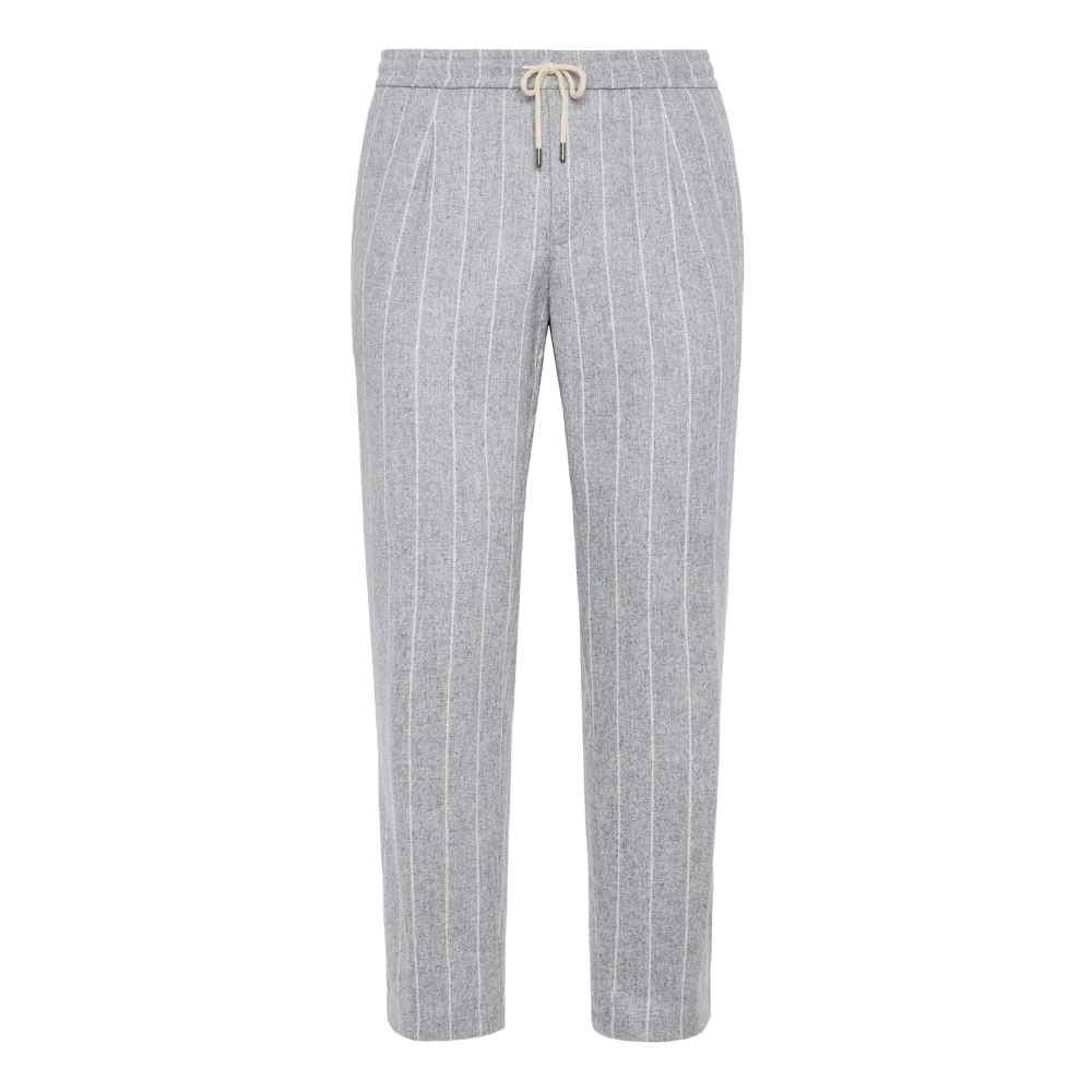 Boggi Milano City Broek in Pinstripe Flanel Gray Heren