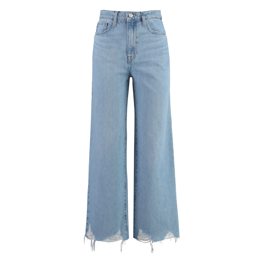 Frame Wide Crop Jeans Biologisch Katoen Blue Dames