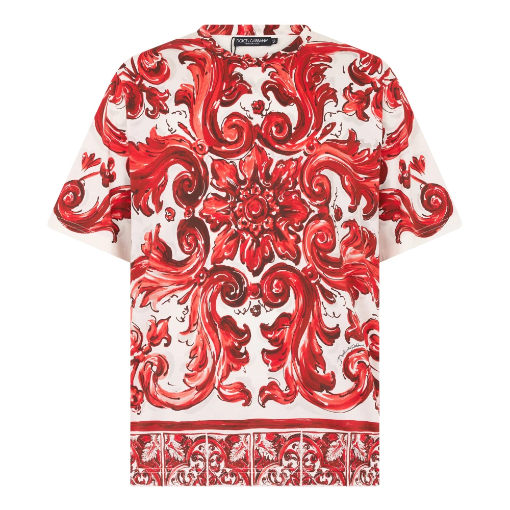Dolce & Gabbana , T-Shirts, Male, Multicolor, L, Printed Cotton T-Shirt
