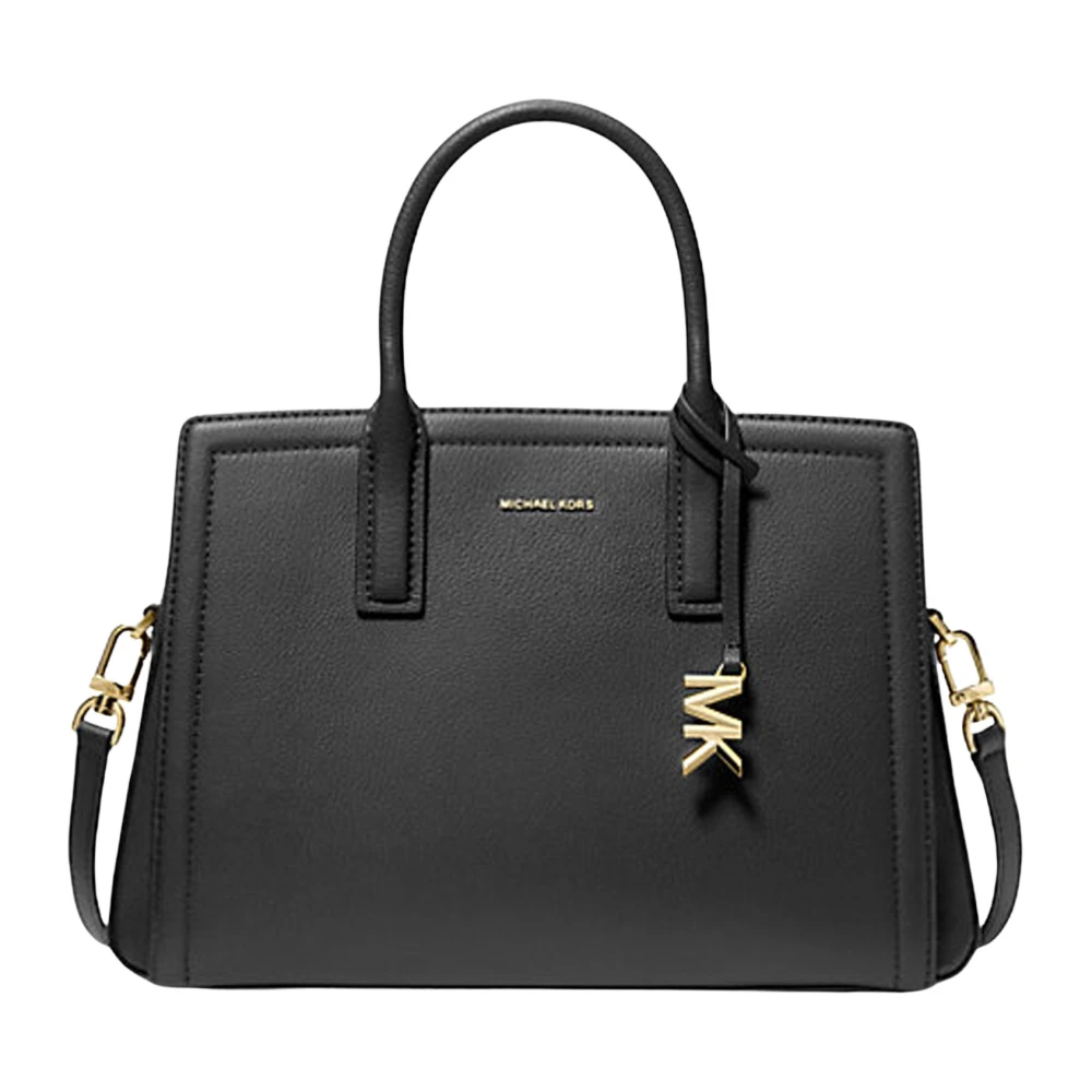 Michael Kors Laila Medium Lederen Schoudertas Black Dames
