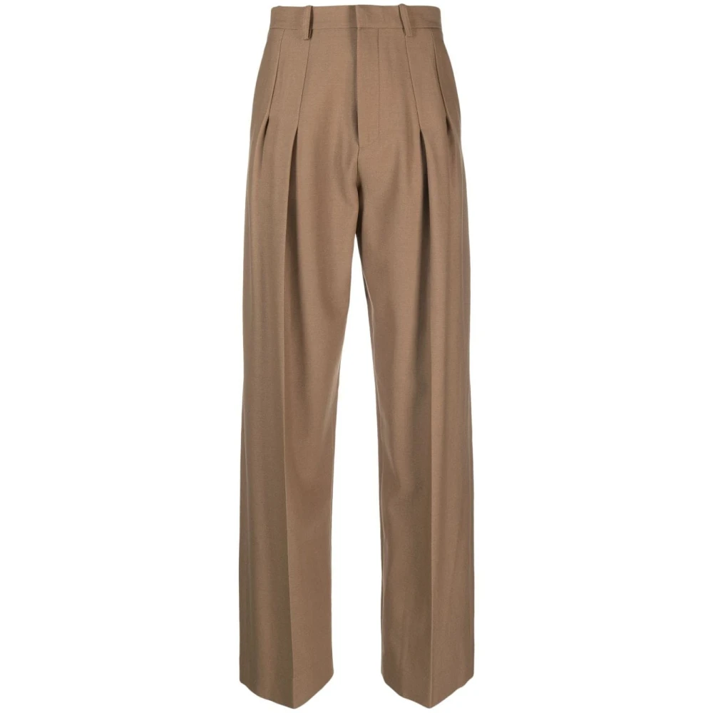 Victoria Beckham Kameelkleurige broek met hoge taille en rechte pijpen Brown Dames