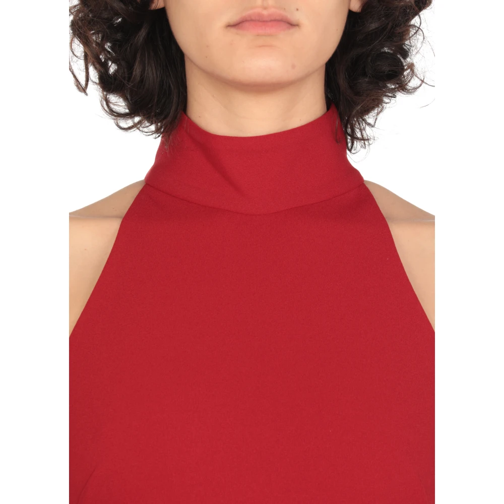 Solace London Rode Mouwloze Jurk met Hoge Hals Red Dames