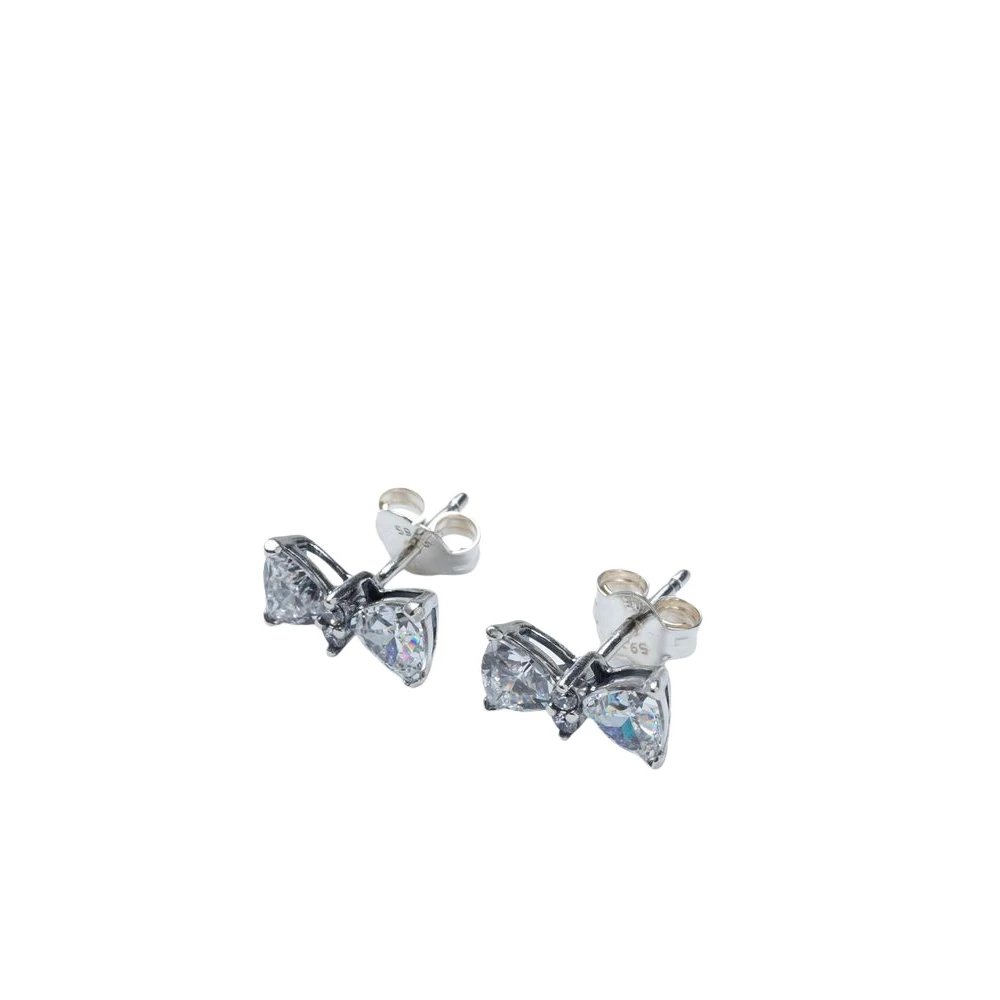 Pandora Sparkling Bow Stud Earrings - Female - Earrings - Gray - One Size - Accessories