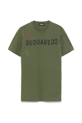 t-shirt-vert-avec-logo-et-col-rond