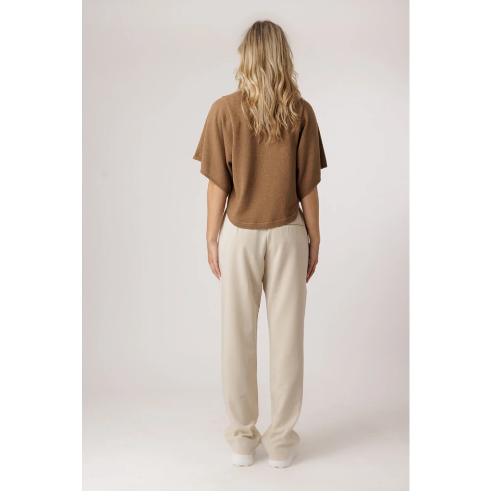 By-Bar Camel Pullover met Ronde Hals Brown Dames