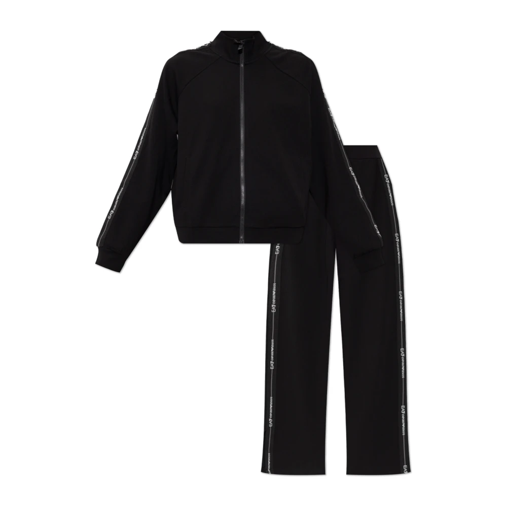 Emporio Armani Ea7 Kvinno Svart Träning Dam, S, Bomull, Logo Series Stretch Modal Blend Träningsset