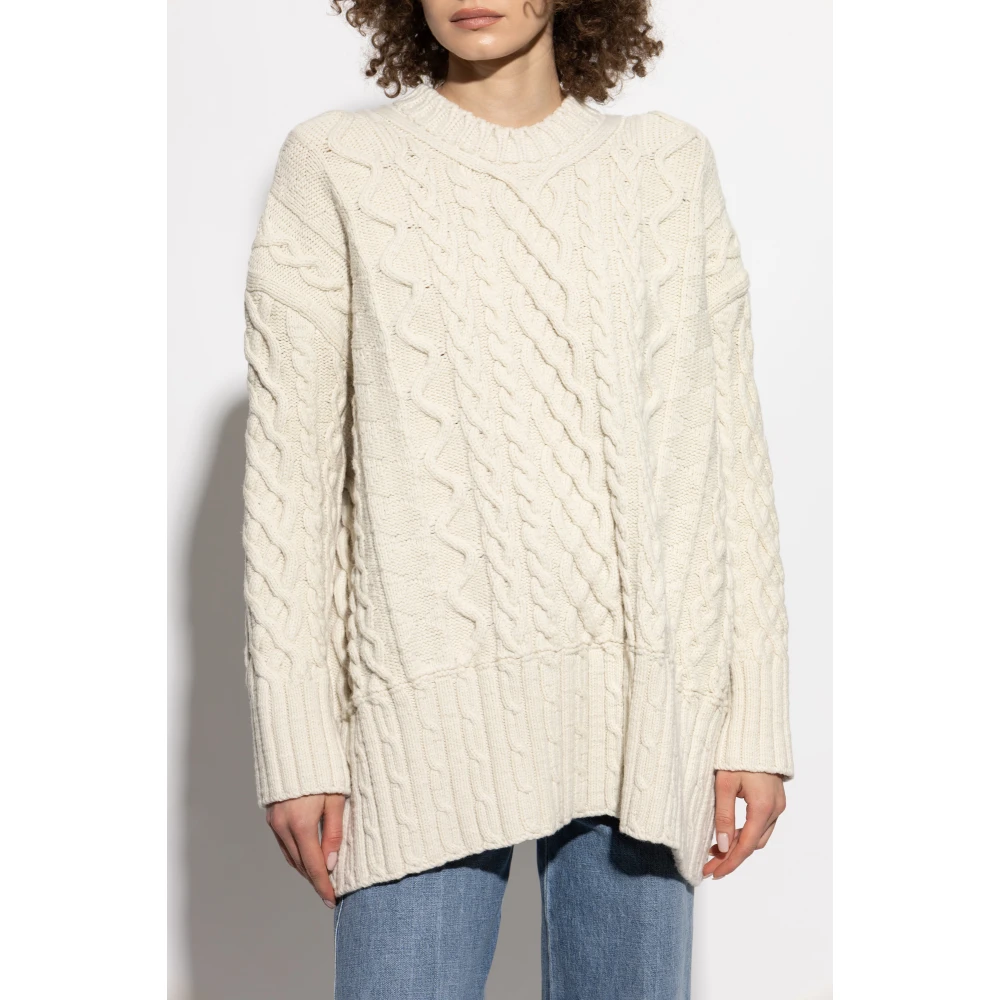 Bottega Veneta Wollen trui met decoratief breipatroon Beige Dames