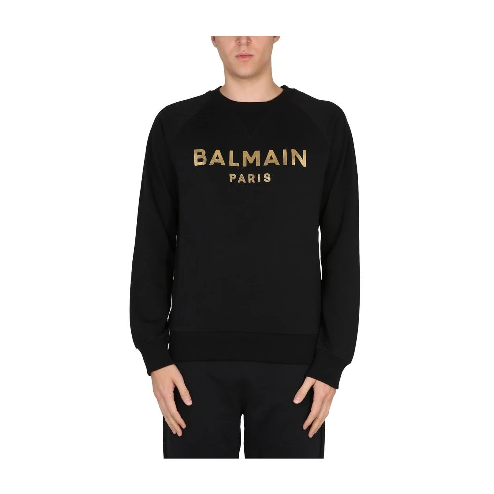 Balmain Sweatshirt met Logo Print Black Heren