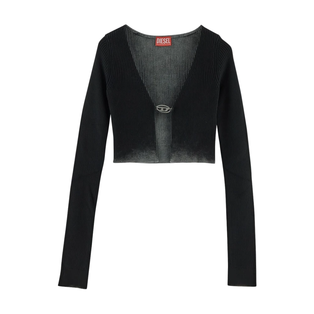 Diesel Logo Cardigan Sweater voor Vrouwen Gray Dames