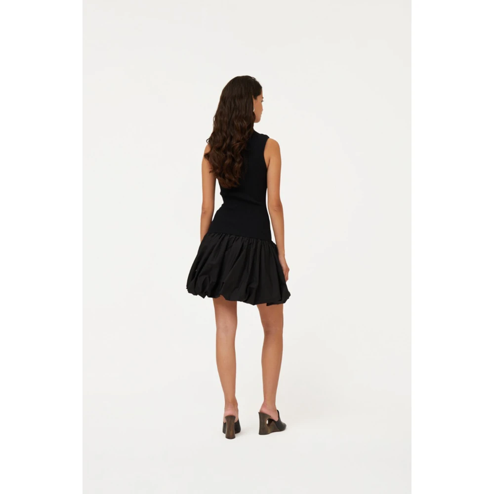 Rotate Birger Christensen Gebreide Jurk met Racerrug Black Dames