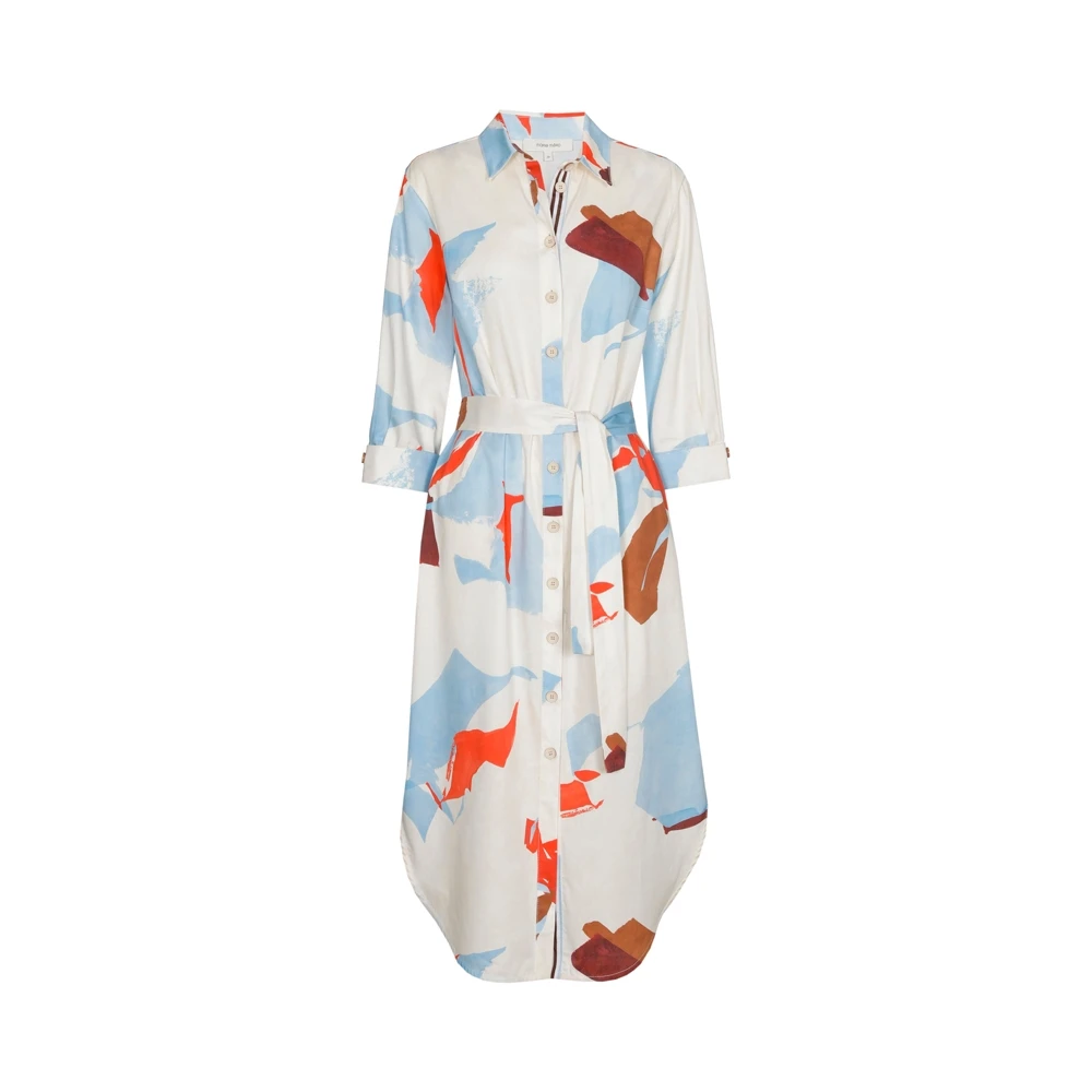 Marie Méro Jurk van Fris Bedrukte Katoen met Zakken Multicolor Dames
