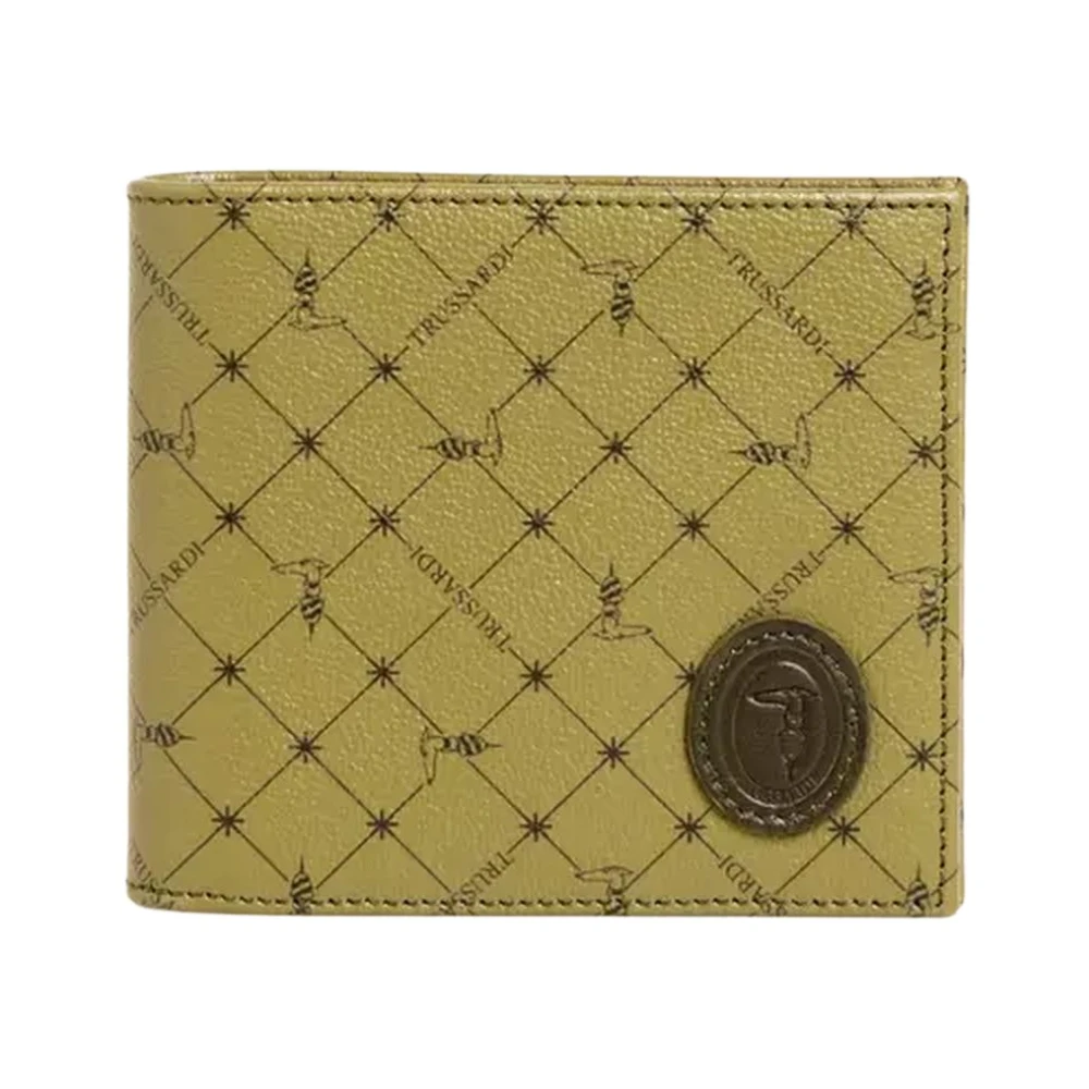 Trussardi Grön Läder Monogram Plånbok Green, Herr