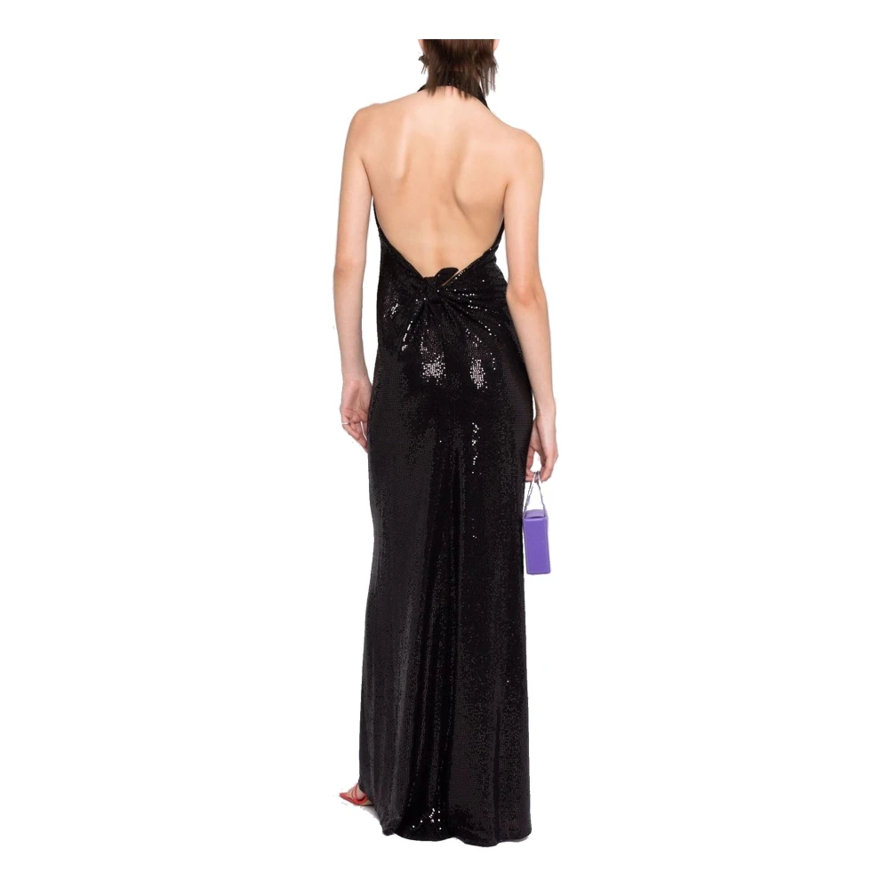 Blanca Vita Pailletten Versierde Lange Jurk met Strikdetail Black Dames