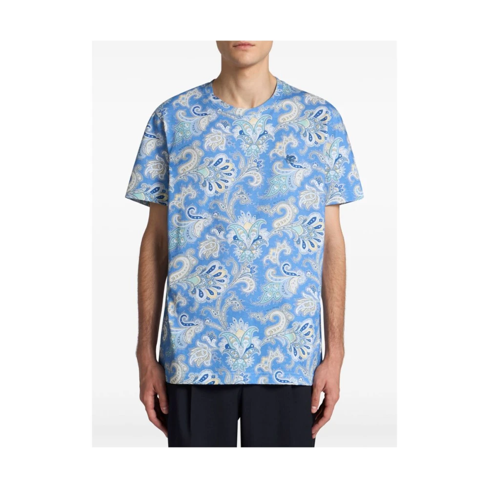 ETRO Witte Crew Neck T-shirt Blue Heren