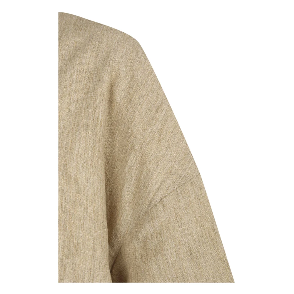 Cortana Beige Melange Wol Linnen Oversized Jas Beige Dames