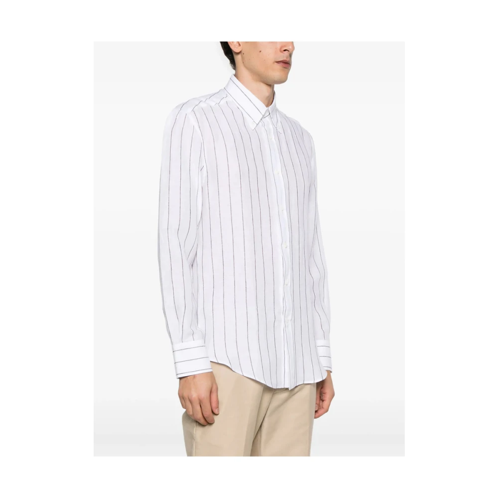 BRUNELLO CUCINELLI Witte Button-Down Overhemd Lange Mouwen White Heren