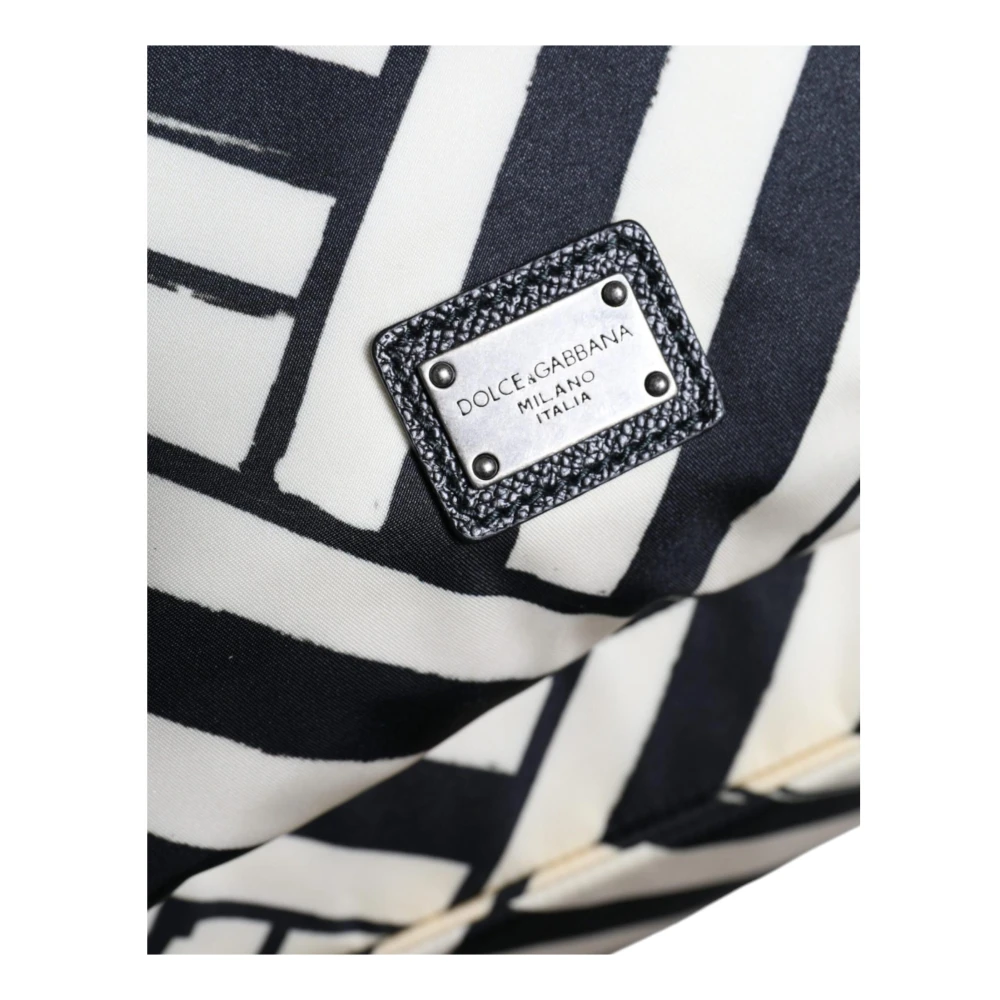 Dolce & Gabbana Gestreepte leren reisrugzak met logo Black Dames