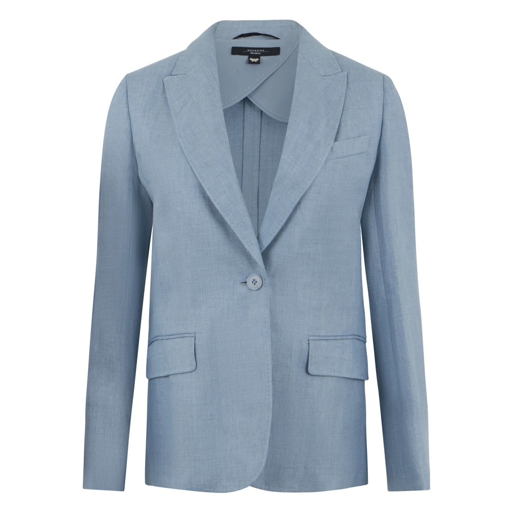 Weekend Max Mara Women's Blue Linen Single-Breasted Blazer