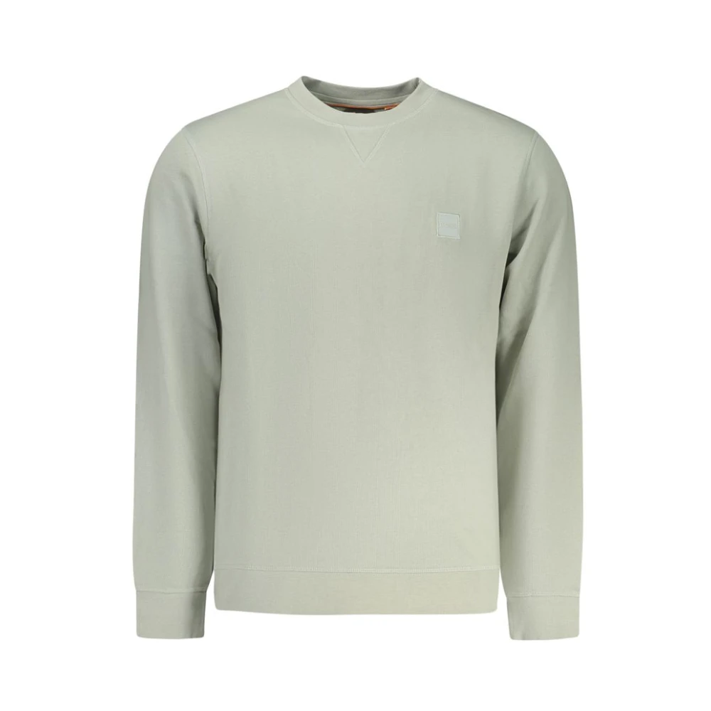 Hugo Men's Green Sweatshirts, L, Boss Verde Cotton Sweatshirt