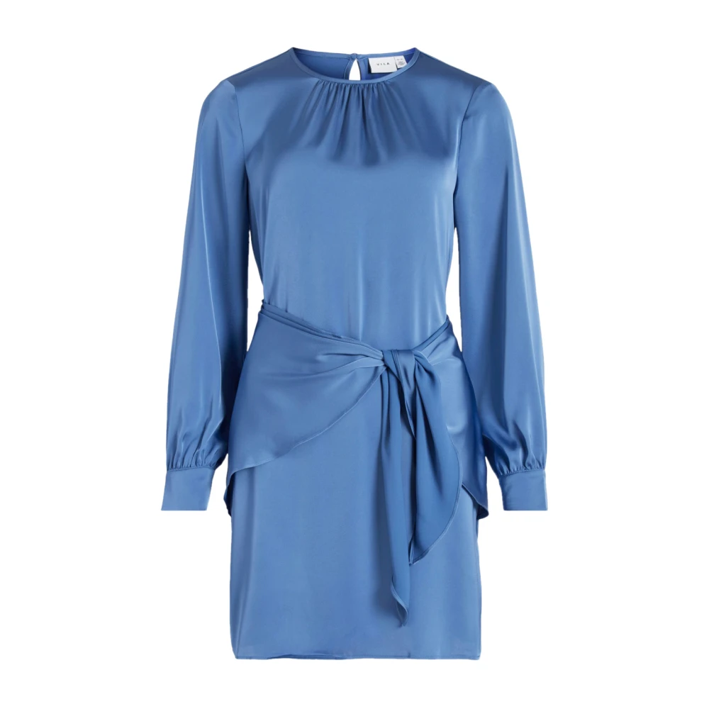 Vila Kort Klänning Vår/Sommar Polyester Blue, Dam