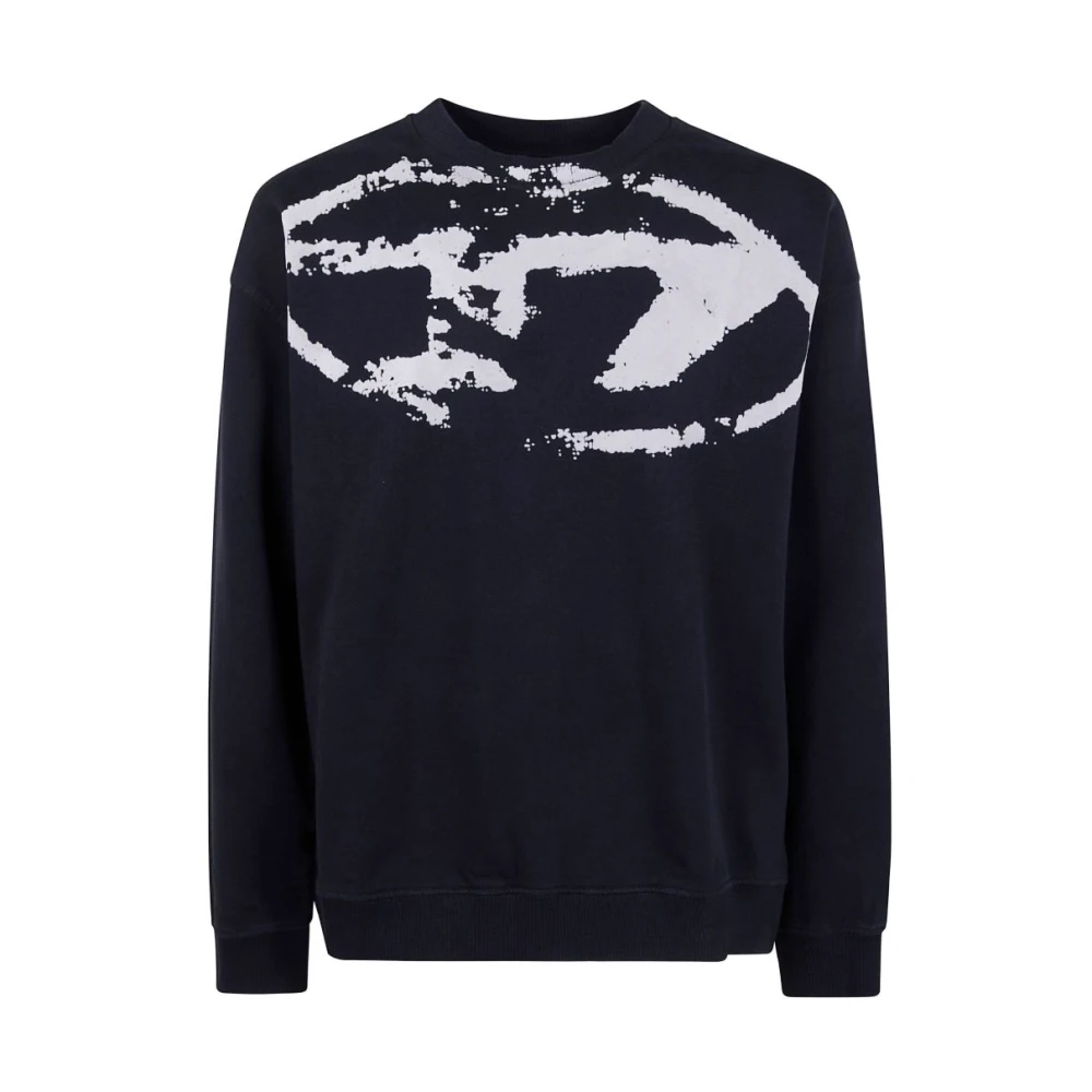 Diesel Mannelijk Zwart Hoodies & Sweatvesten Heren, M, Sweatshirt Met Ronde Hals