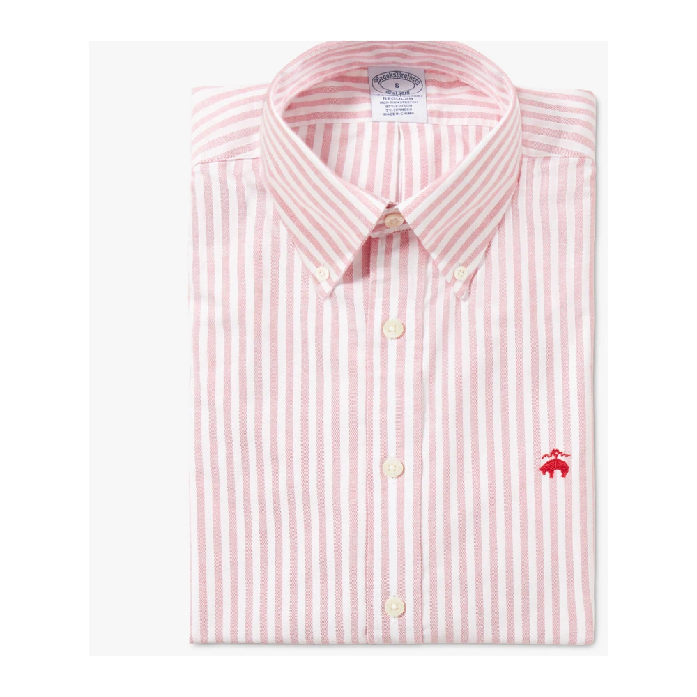Brooks Brothers Regular Fit Non-Iron Stretch Katoenen Casual Overhemd Red Heren