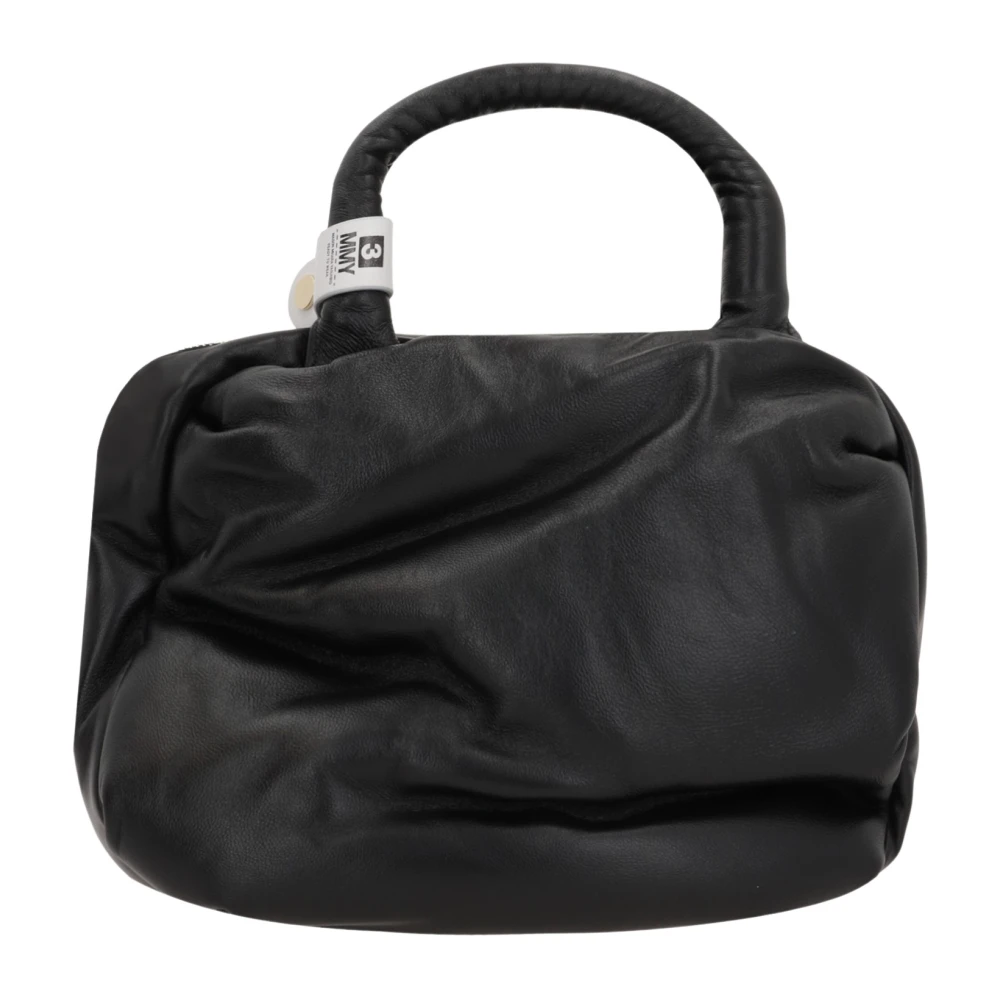 Mihara Yasuhiro Zwarte Gedrapeerde Handtas met Gouden Hardware Black Dames