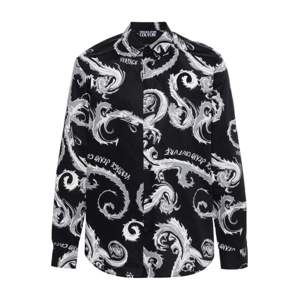 Versace Jeans Couture Chromo Couture Print Zwarte Overhemd Black Heren