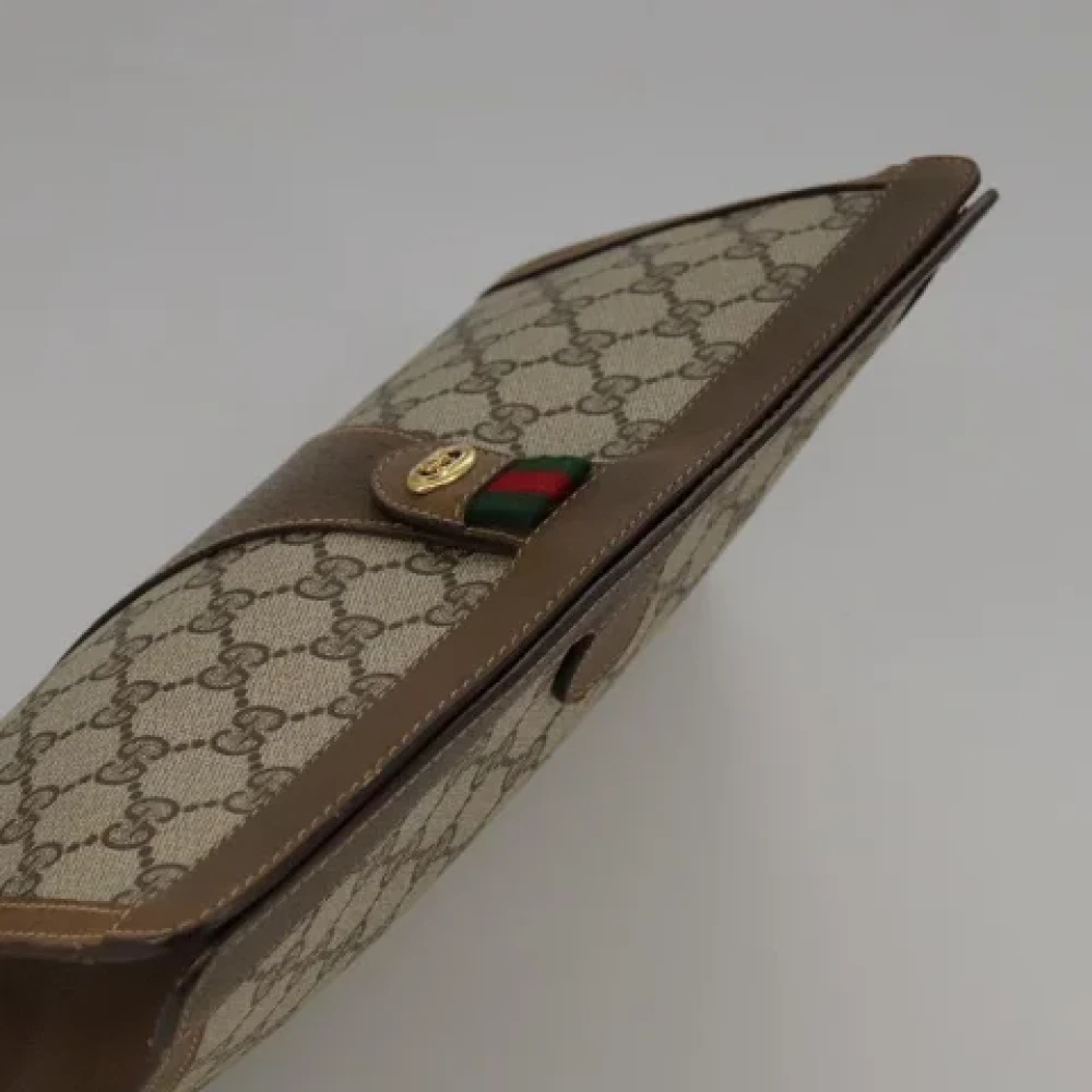 Gucci Vintage Pre-owned Leather clutches Beige Dames