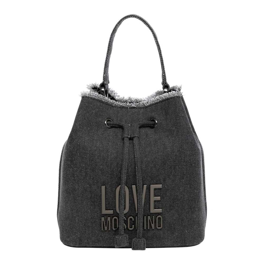 Love Moschino Metal Logo Bucket bag Black, Dam