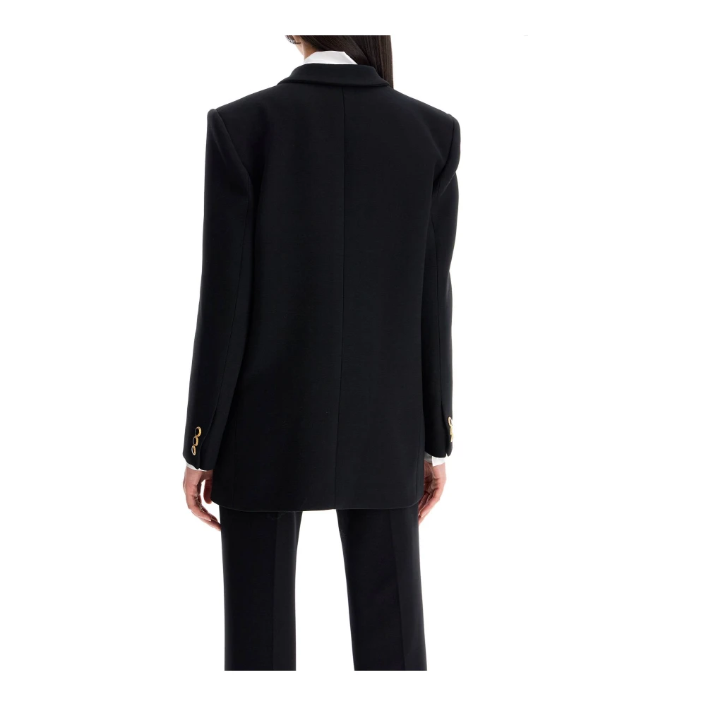 Alessandra Rich Oversized Wol Double-Breasted Blazer Black Dames