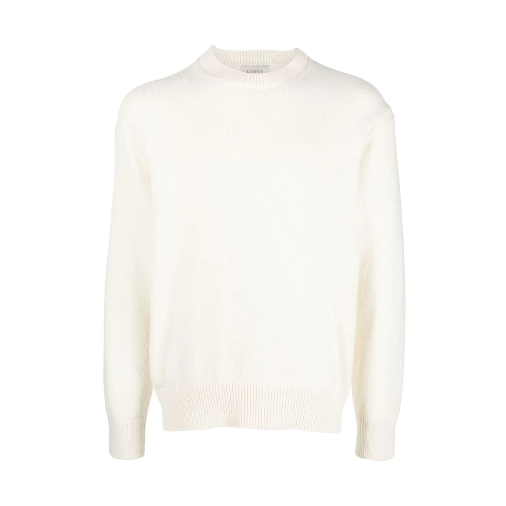 Laneus Vit Crew-Neck Stickad Tröja White, Herr