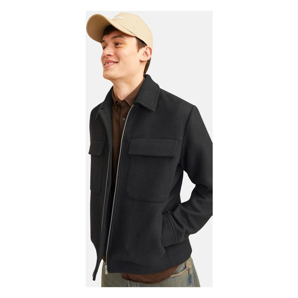 jack & jones Stijlvolle Hemdjacke met Functionele Details Black Heren