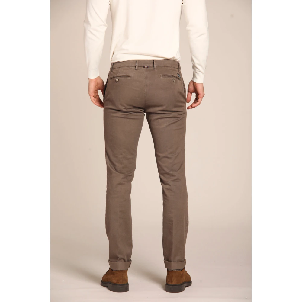 Mason's Gabardine Stretch Chino Broek Regular Fit Brown Heren