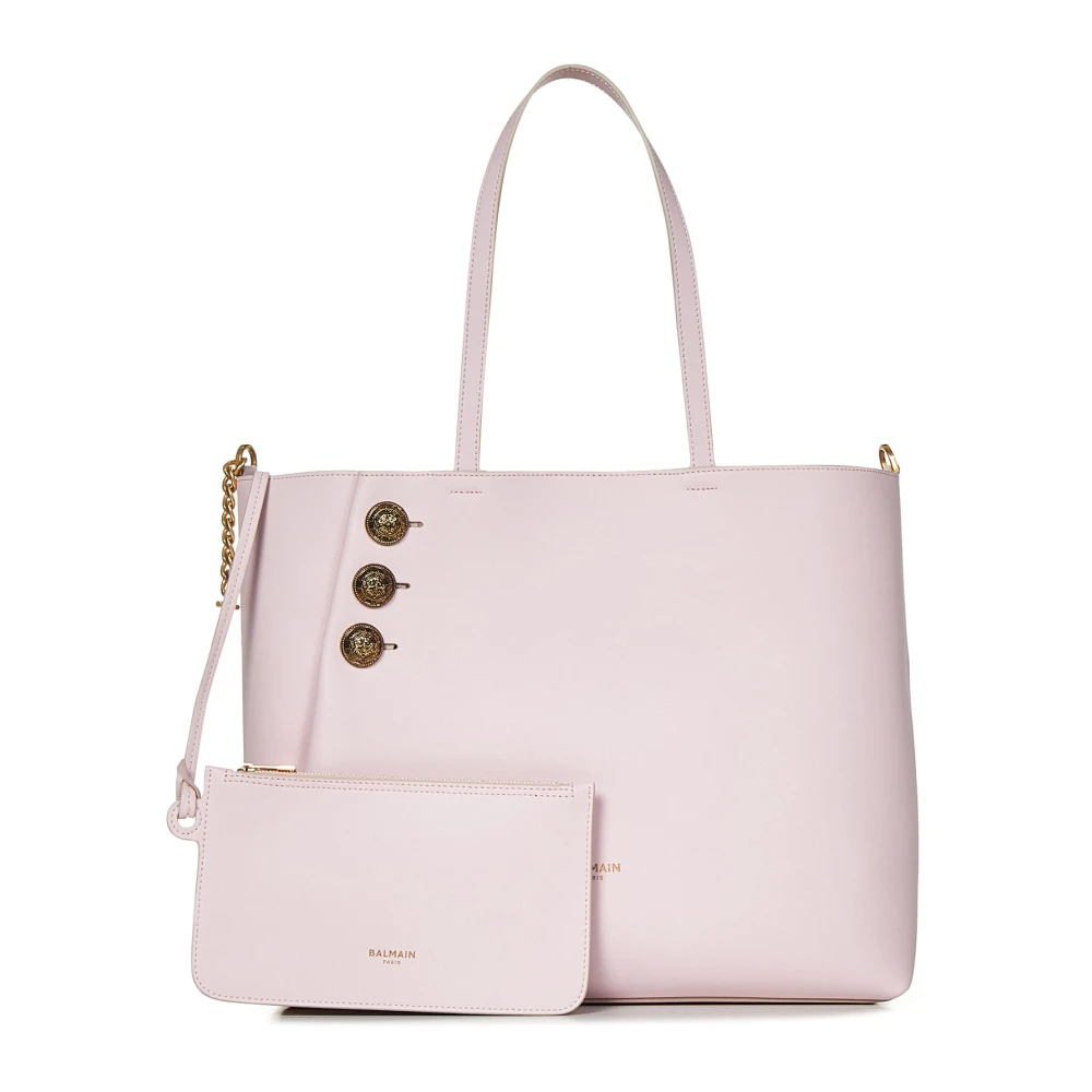 Sac Shopper en Cuir Rose avec Boutons Dor s Balmain Femme Miinto