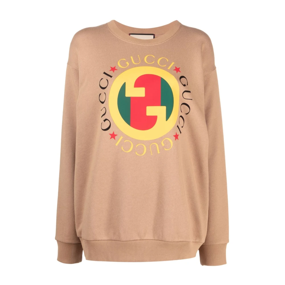 Gucci Kameel Sweaters met Logo Print Brown Dames