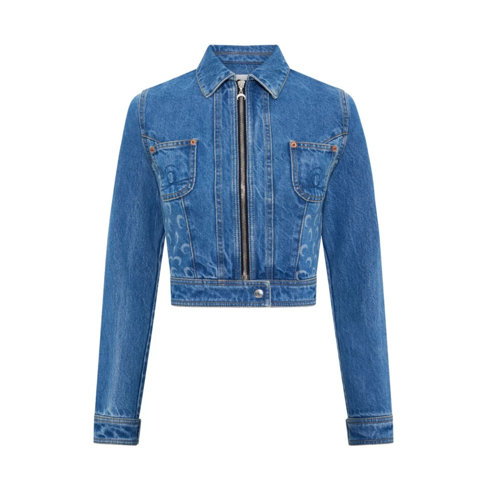 Marine Serre Blue Denim Jackets, Female, S, Denim Cotton Jacket