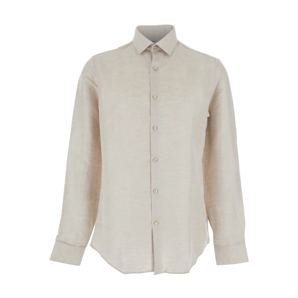 Calvin Klein Men's Beige Linen Blend Classic Shirt - Casual Shirts - Xl - Shirts