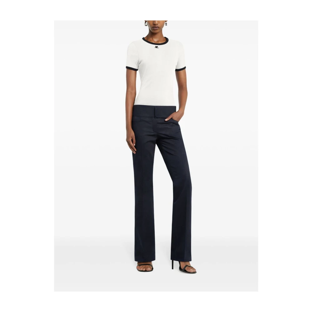 Courrèges Wit & Marineblauw Katoenen T-Shirt Beige Dames