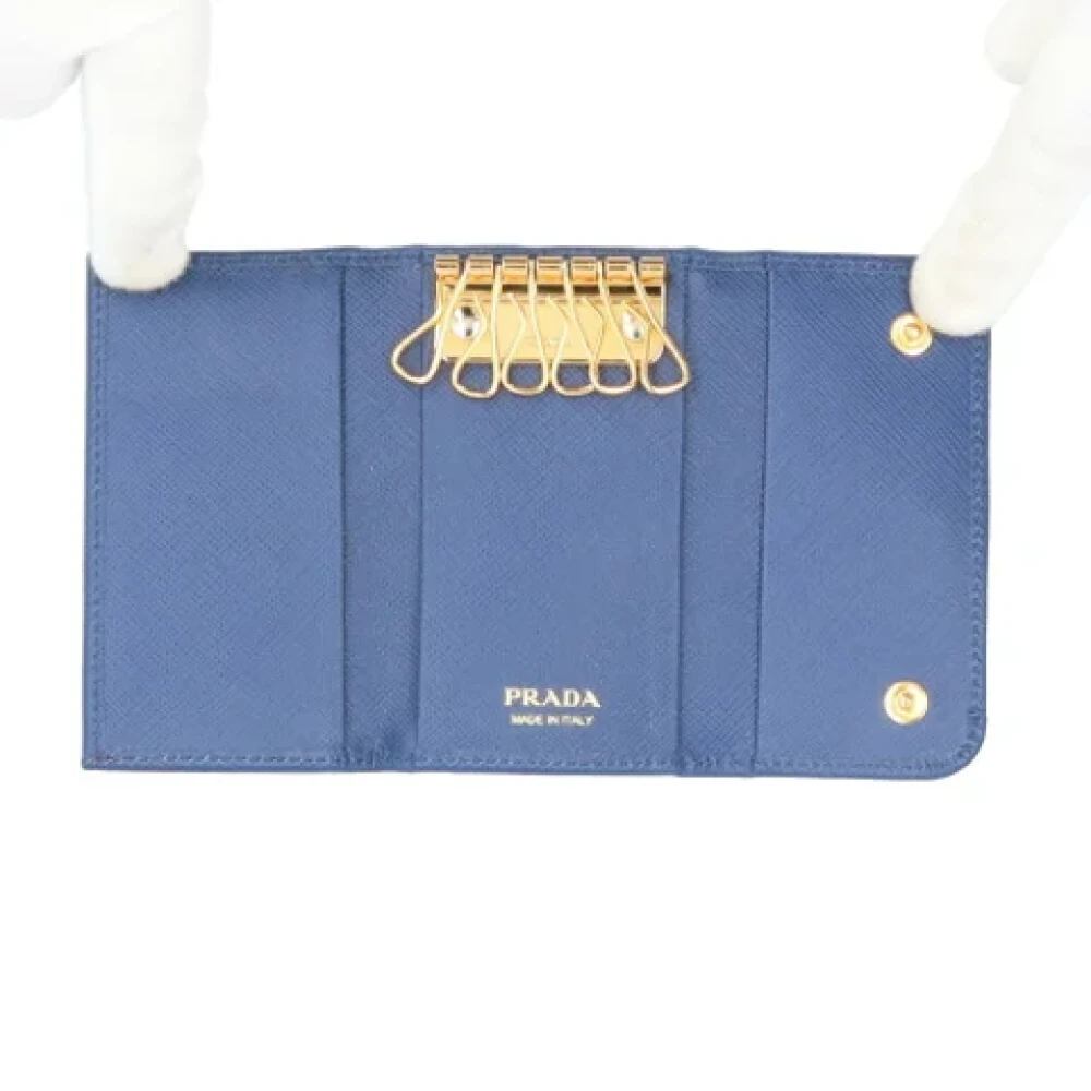 Prada Vintage Pre-owned Leather key-holders Blue Heren