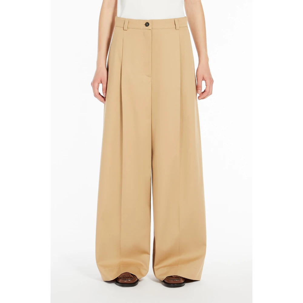 Max Mara Weekend Wijde katoenen broek Beige Dames