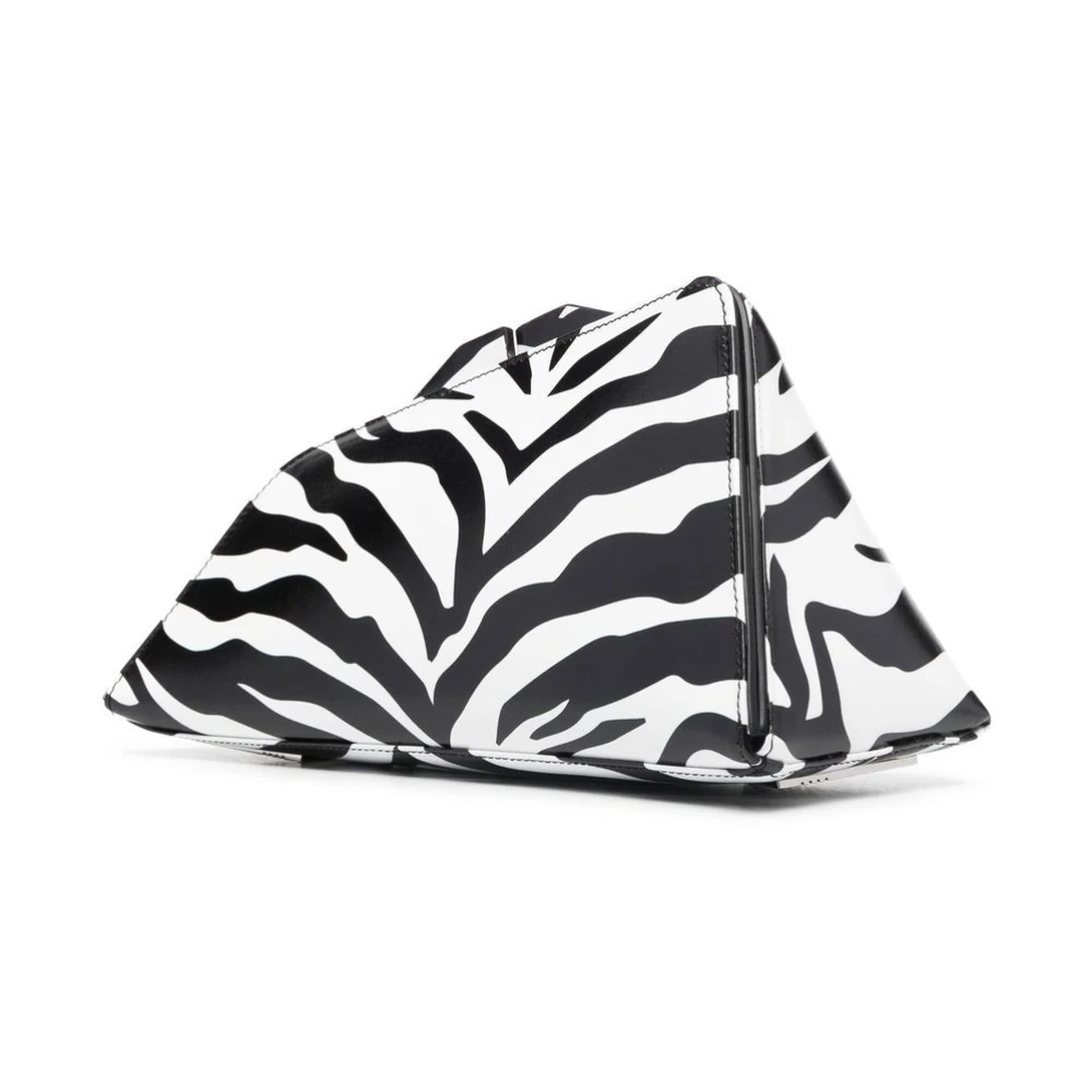 The Attico Logo-Print Clutch Tas in Wit Zwart Zebra Print White Dames