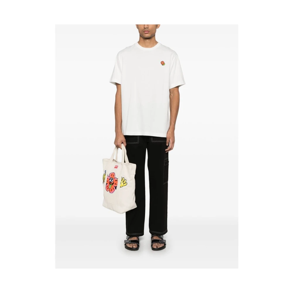 Kenzo Witte Patch Detail Crew Neck T-shirt White Heren