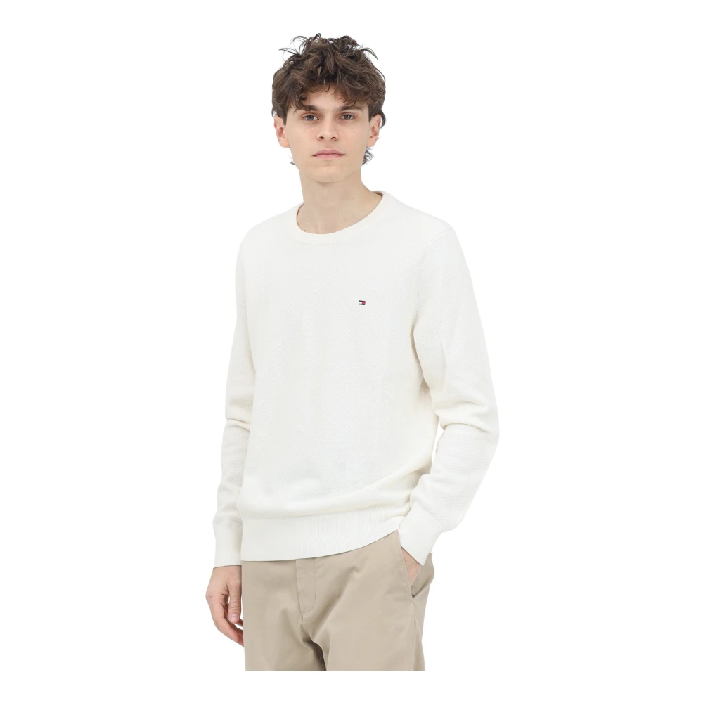 Tommy Hilfiger Kräm Crewneck Tröja Vår Sommar Beige, Herr