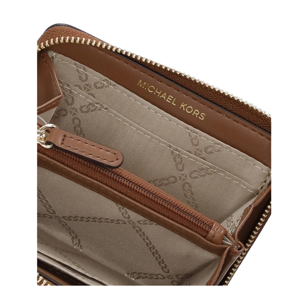 Michael Kors Bruin leren kaarthouder met rits Brown Dames