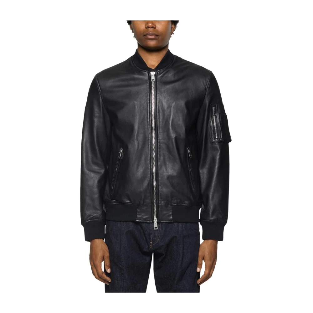 Dondup Gebreide Trim Bomberjack met Rits Black Dames