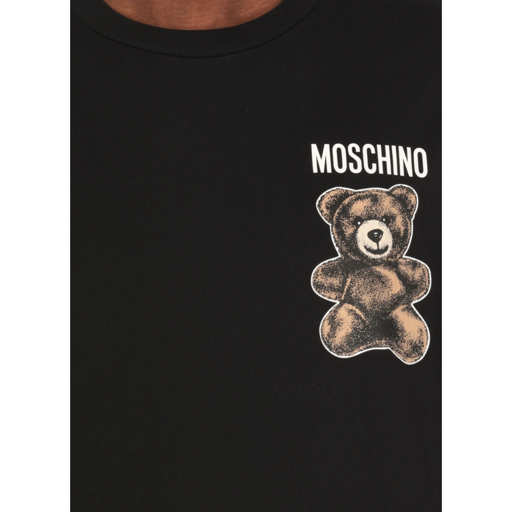 Moschino Zwarte T-shirt met Teddybeerprint Black Heren