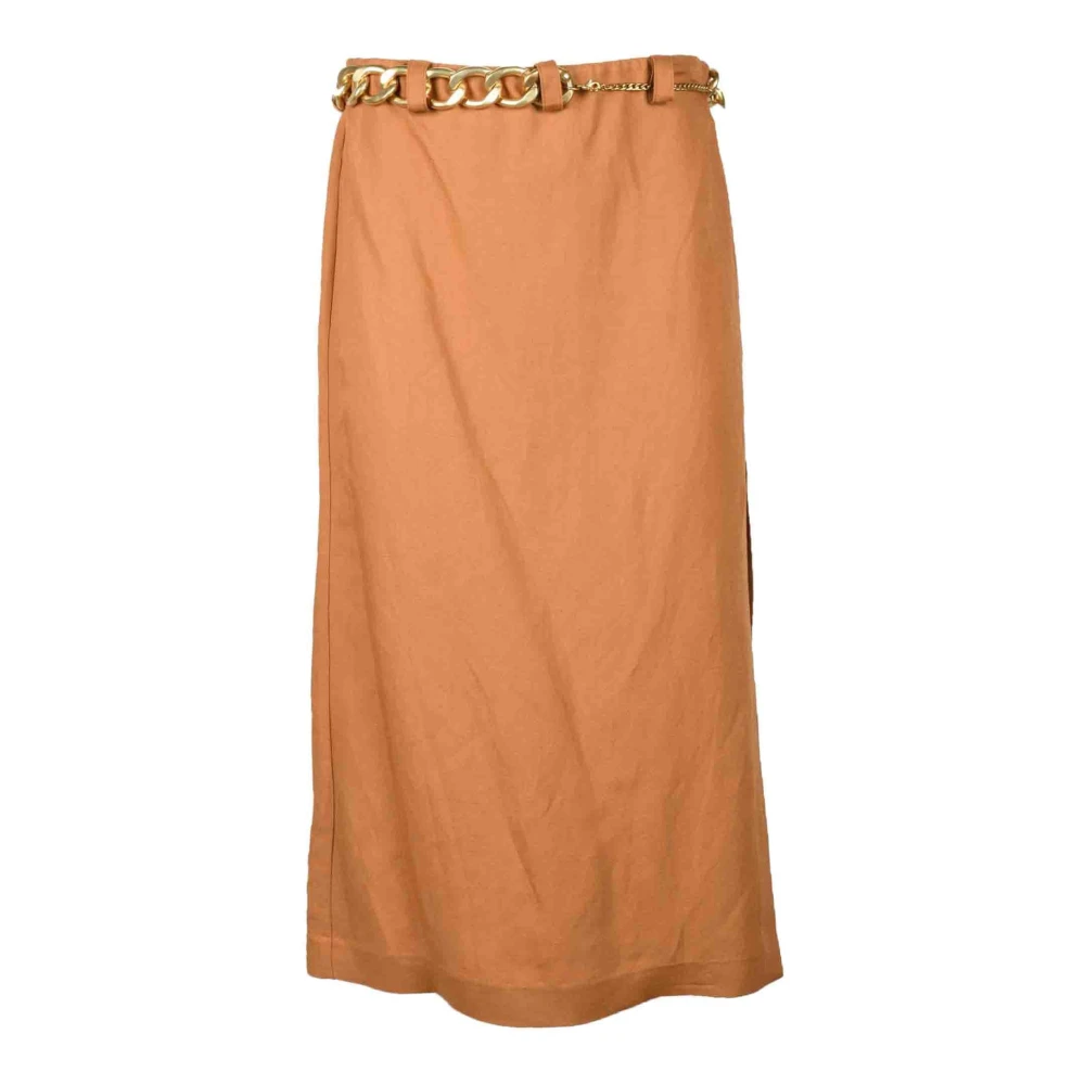 PATRIZIA PEPE Elegante Linnen Rok Brown Dames