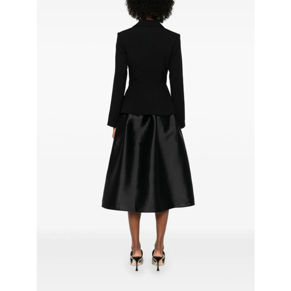 Self Portrait Zwarte Jurk met Knopen en Zakken Black Dames